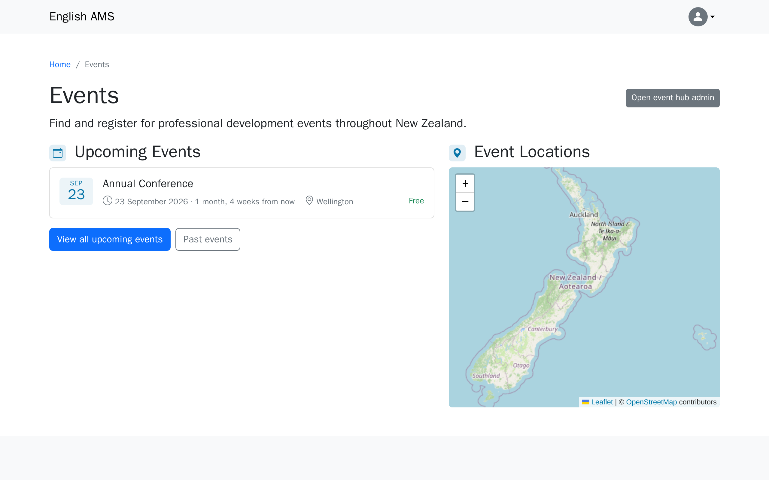 The event live on the public events page
